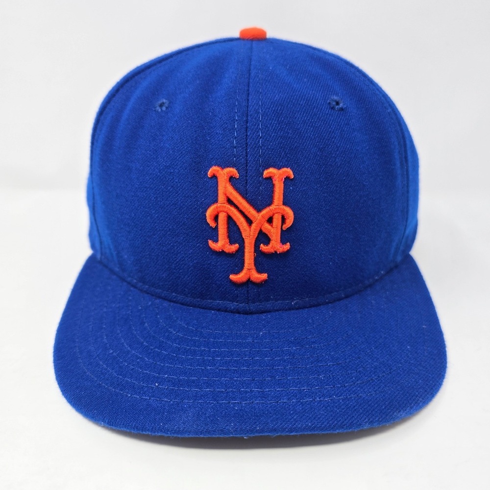 New Era New York Mets 59FIFTY Fitted Hat Blue Orange MLB Authentic Size 8